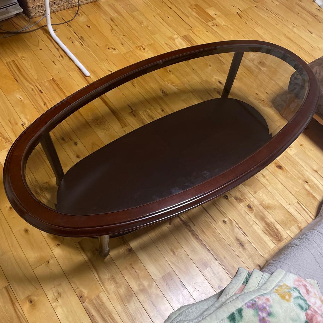 美品　マルニ木工 オーバル 木製センターテーブル 楕円形 クラシカル ビンテージ