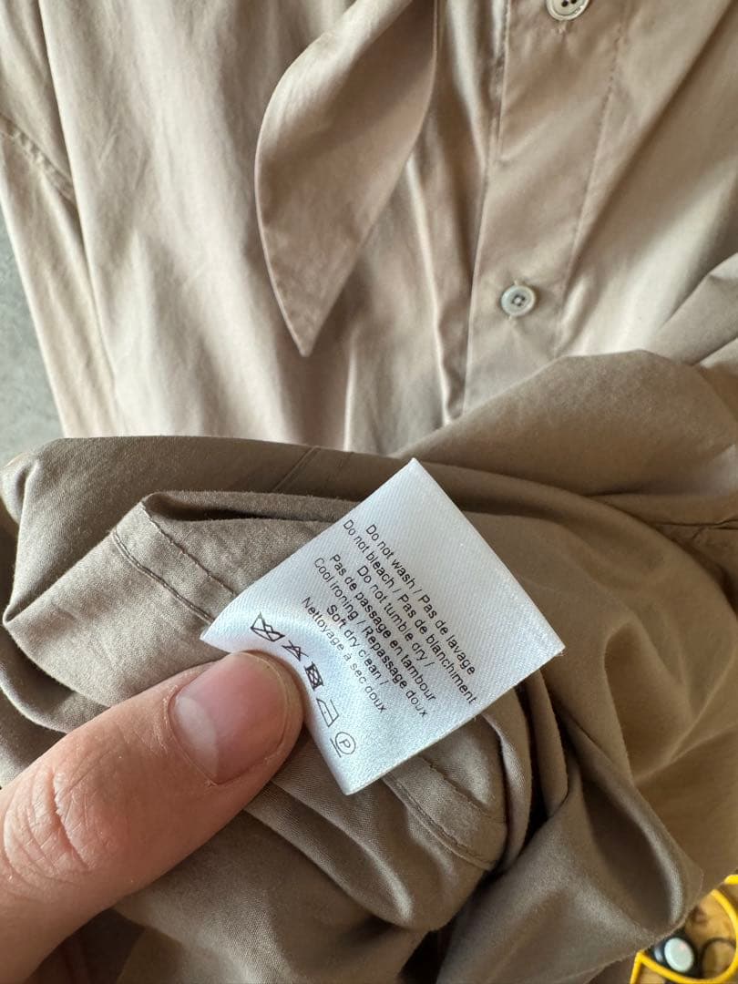 LEMAIRE ルメール TIE NECK SHIRT 48 GREIGE