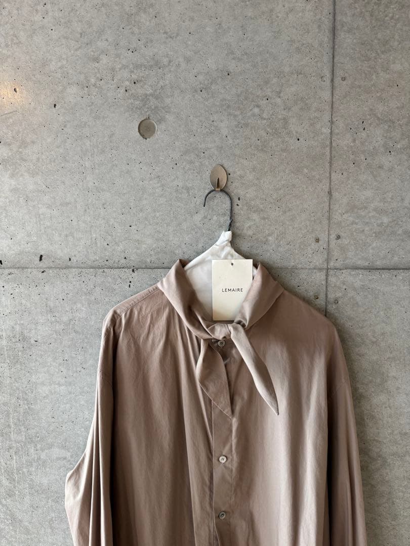 LEMAIRE ルメール TIE NECK SHIRT 48 GREIGE