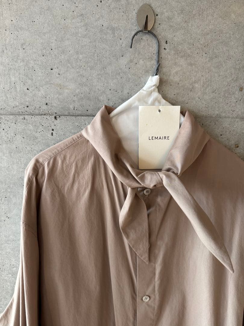 LEMAIRE ルメール TIE NECK SHIRT 48 GREIGE