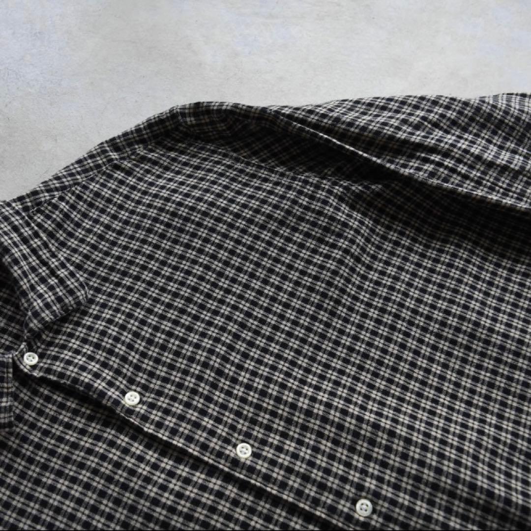 90s ラルフローレン BONNARDチェック長袖シャツ 完全無地 黒 ボックス