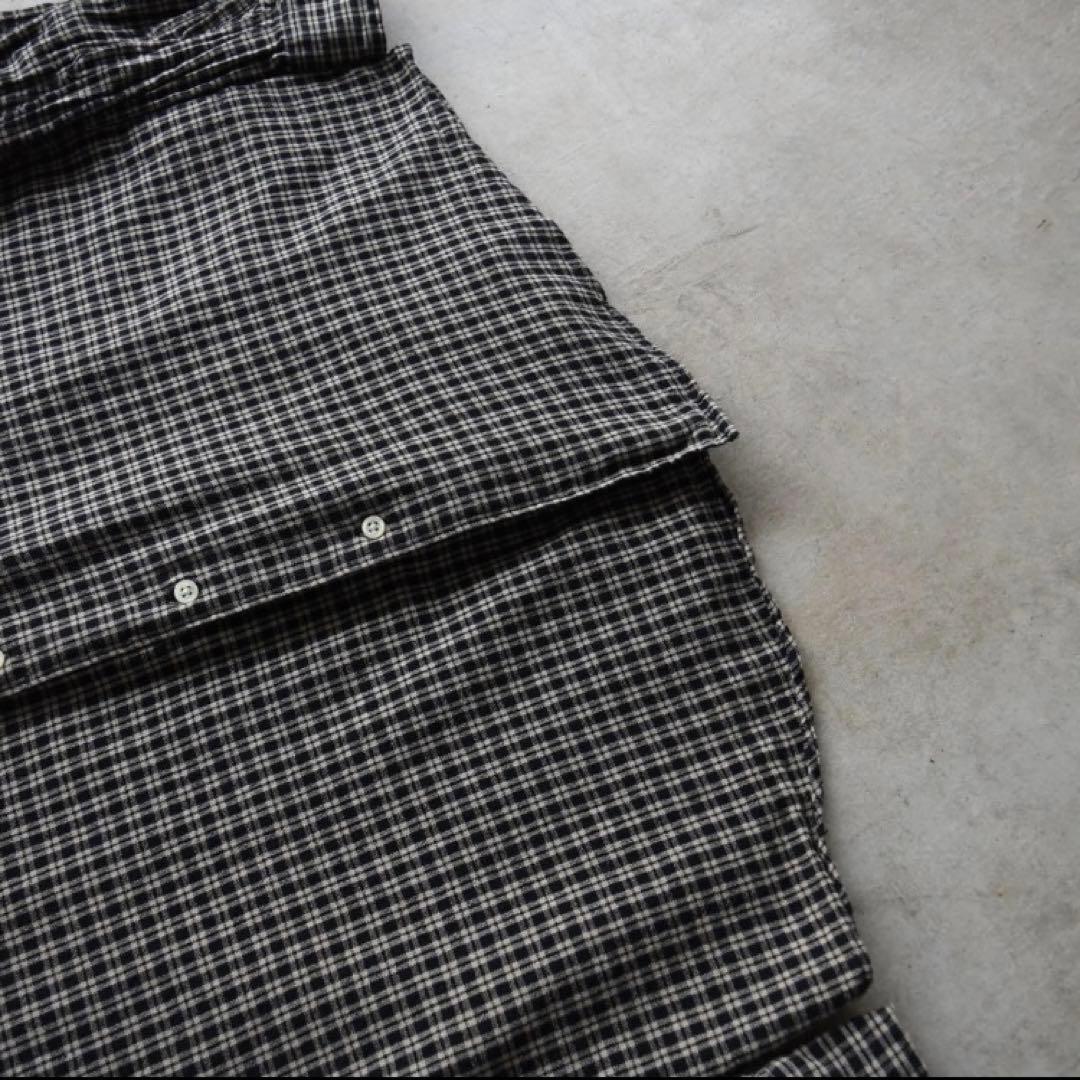 90s ラルフローレン BONNARDチェック長袖シャツ 完全無地 黒 ボックス