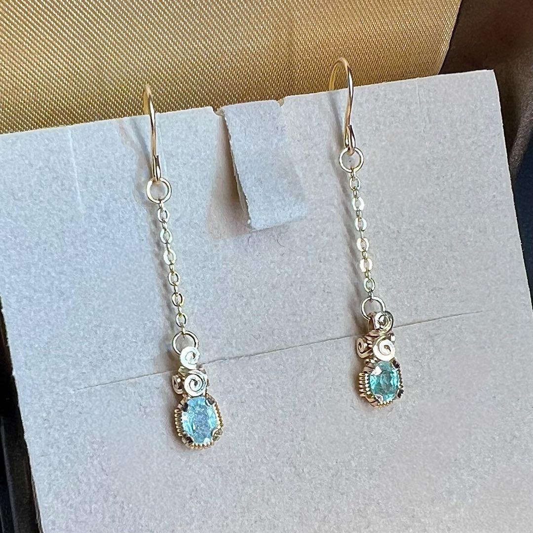 【for ☆彩テラス☆様】パライバトルマリン　チェーンピアス　ポストピアス