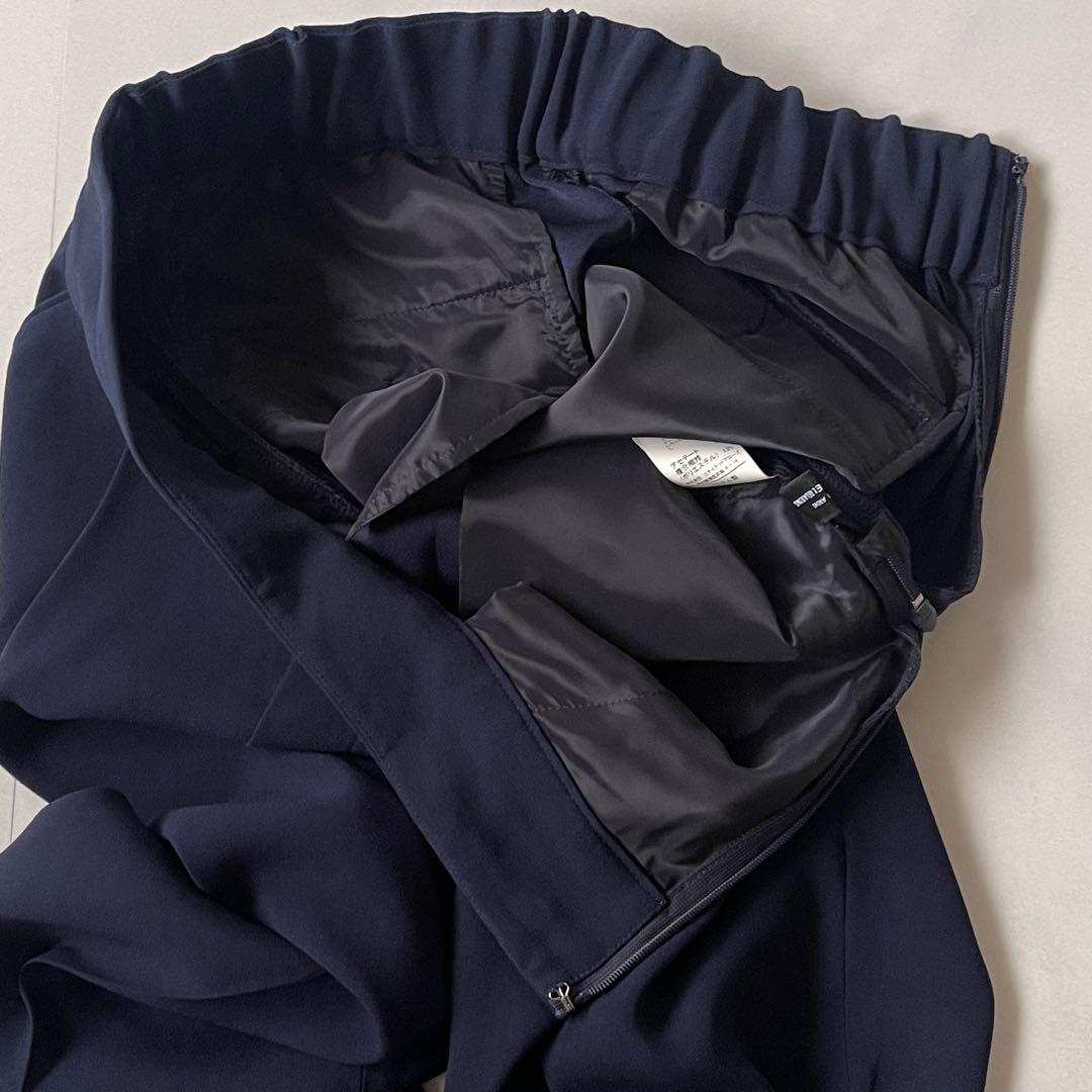 グリーンレーベルリラクシング セットアップ パンツスーツ ノーカラー S 紺色