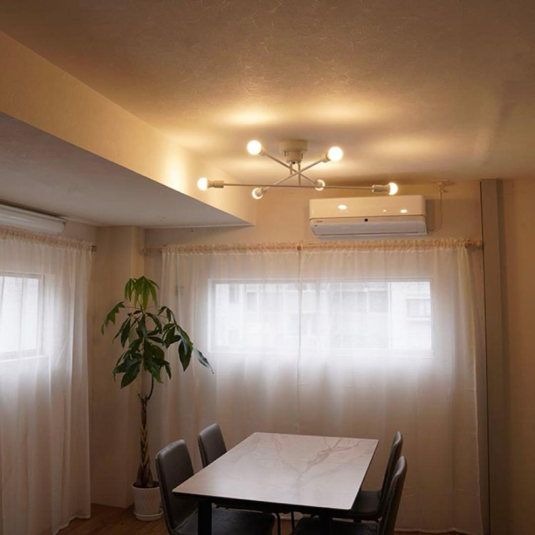 【美品】6灯 E26 シーリングライト アーム式 ブラック