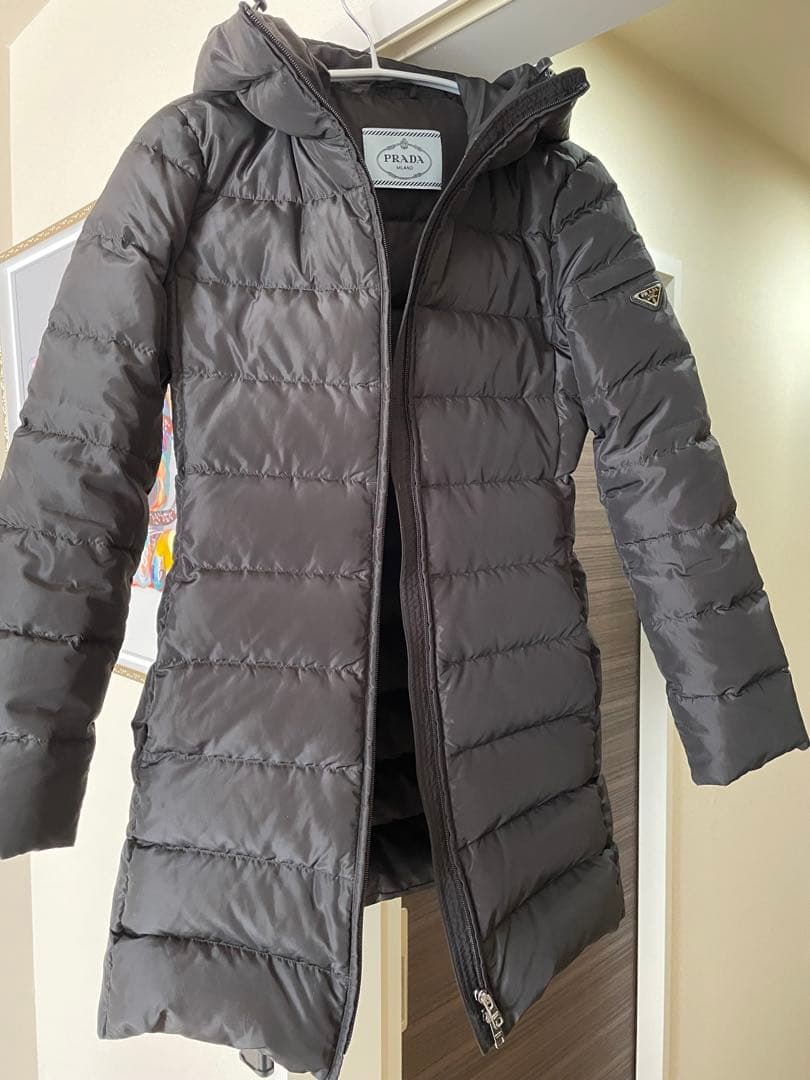 PRADA フード付きダウンジャケット 36 ブラック