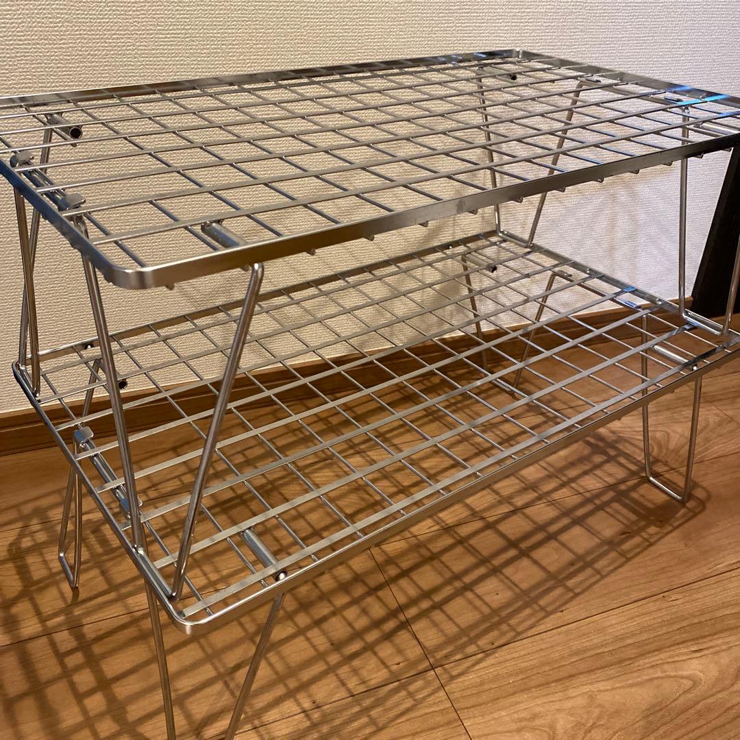 廃版 モデル　ユニフレーム フィールドラック シルバー 2枚 ウッド天板付き