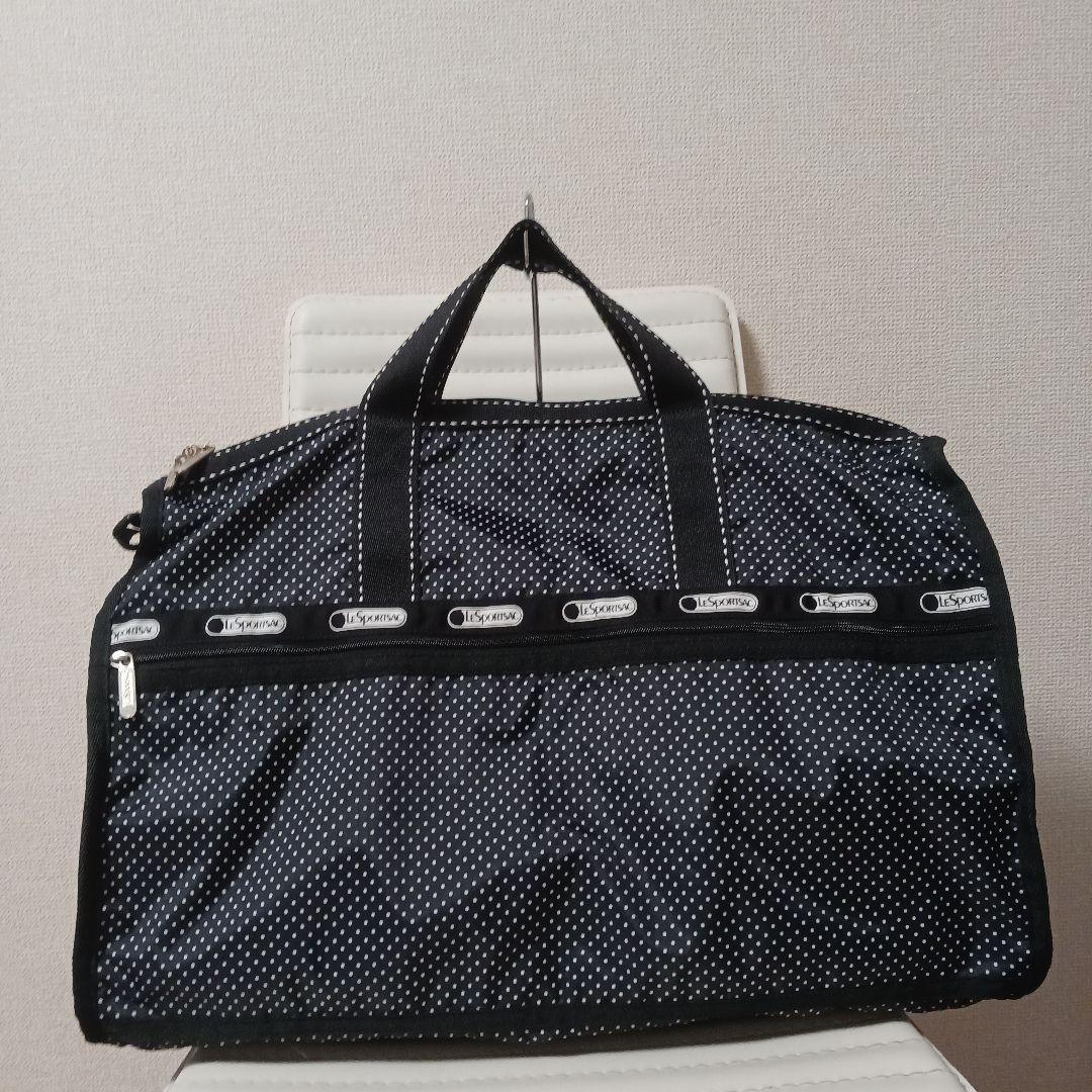 2599　レスポートサック　ボストンバッグ　黒　ドット　50cm