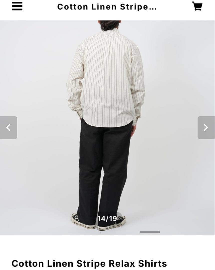 OVY Cotton Linen Stripe Relax Shirts 白　L