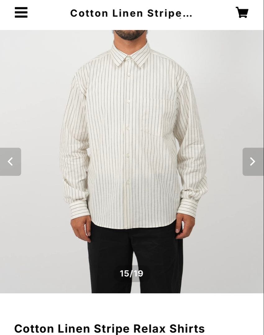 OVY Cotton Linen Stripe Relax Shirts 白　L