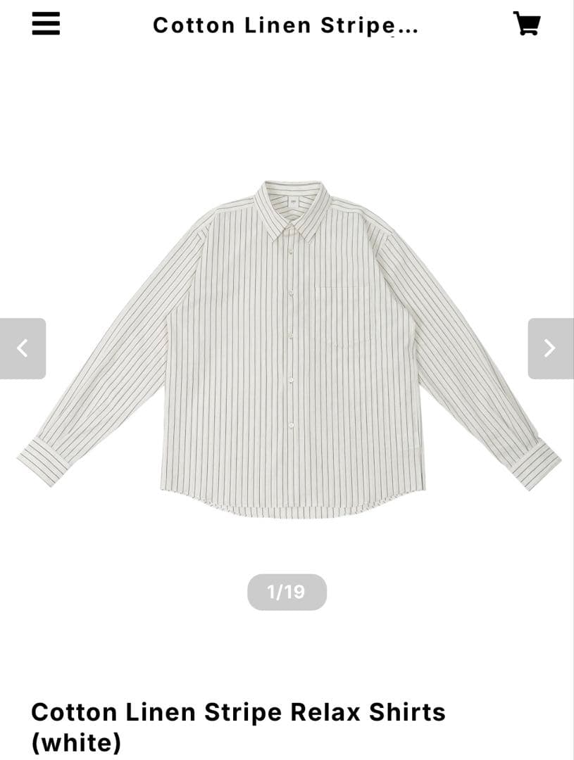 OVY Cotton Linen Stripe Relax Shirts 白　L