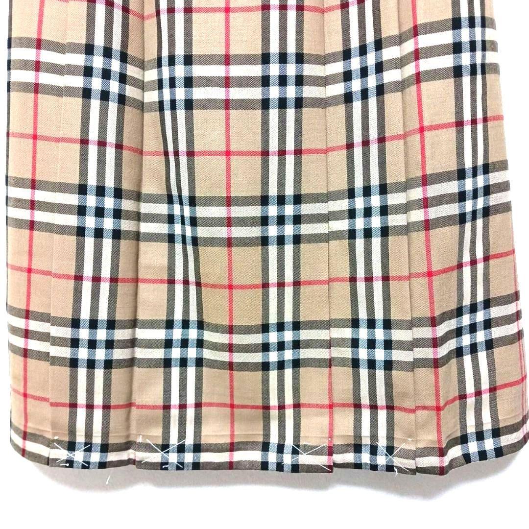 バーバリー ノバチェック スカート ベージュ ひざ下丈 プリーツ13BR難あり