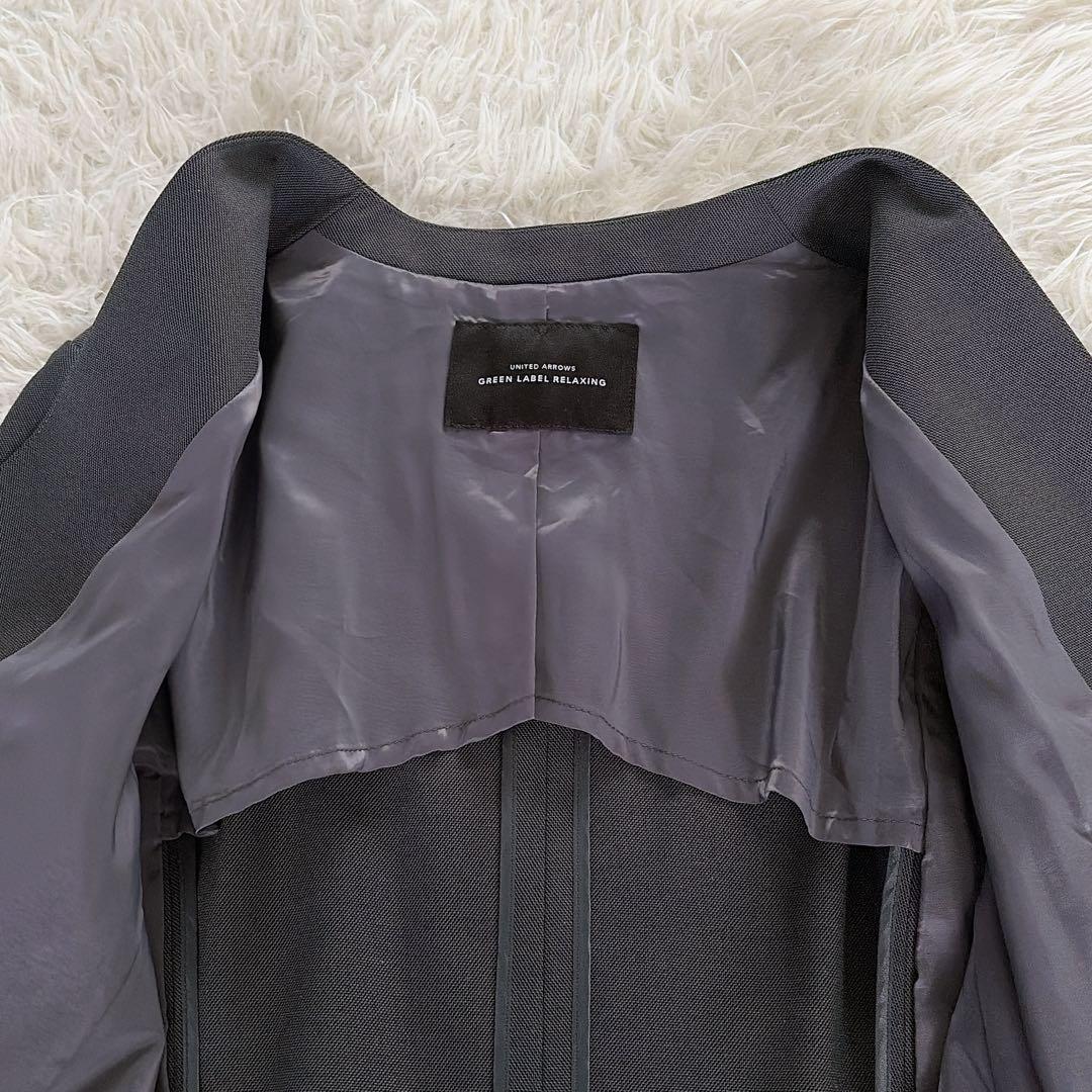 美品✨【グリーンレーベル】ノーカラージャケットパンツ セットアップ 36グレー