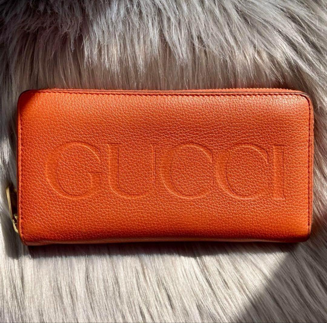 ノ*ラ様 GUCCI オレンジレザー長財布