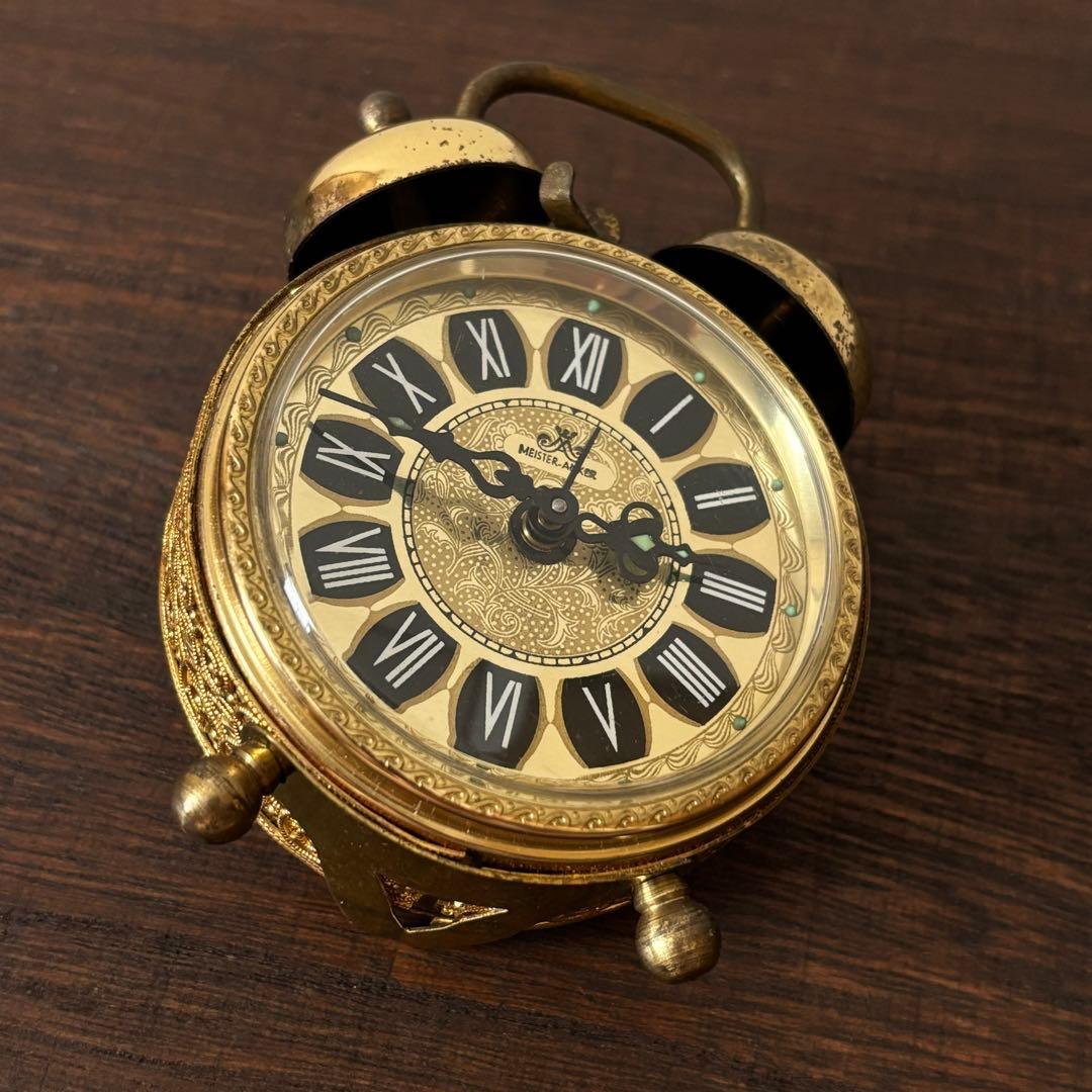 【西ドイツ】Meister Anker社 アンティーク 置時計 ゴールド 美品