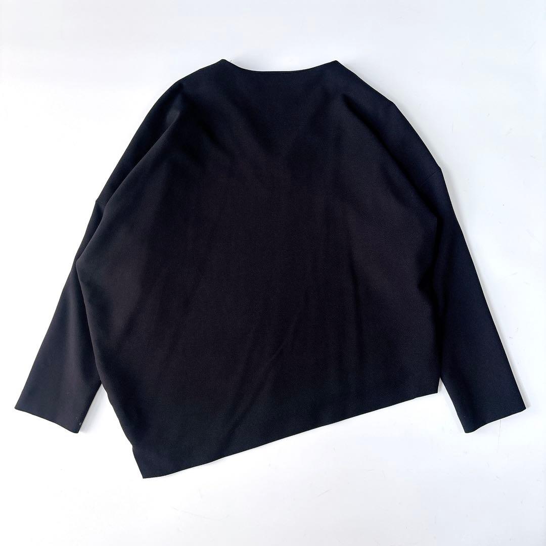 美品⁑エンフォルド　アシンメトリー Vネックブラウスプルオーバー　ネイビー　38