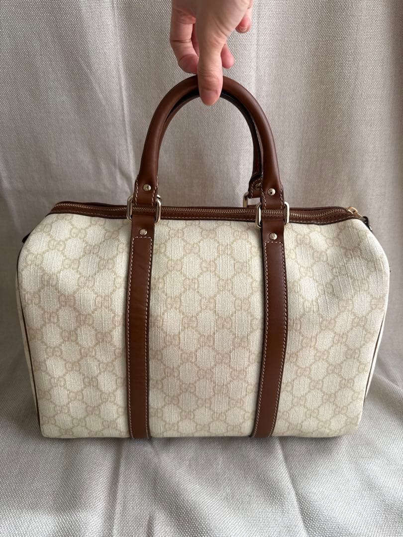 美品　グッチ GGスプリーム ボストンバッグ アイボリー