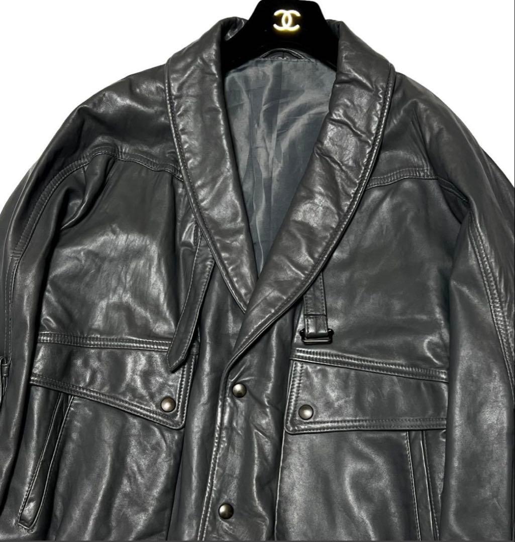 バリーBALLY ラム レザー ジャケット 本革 グレー フランス製 ライダース