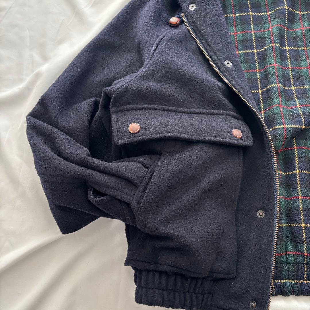 90’s vintage ウールブルゾン ネイビー 短丈 フード アメカジ