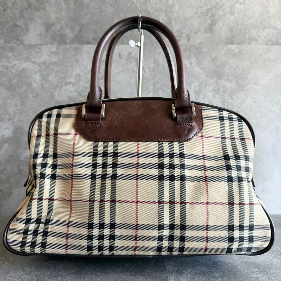 ⭐️バーバリー⭐️ノバチェック×レザー ハンドバッグ ミニボストン ブラウン