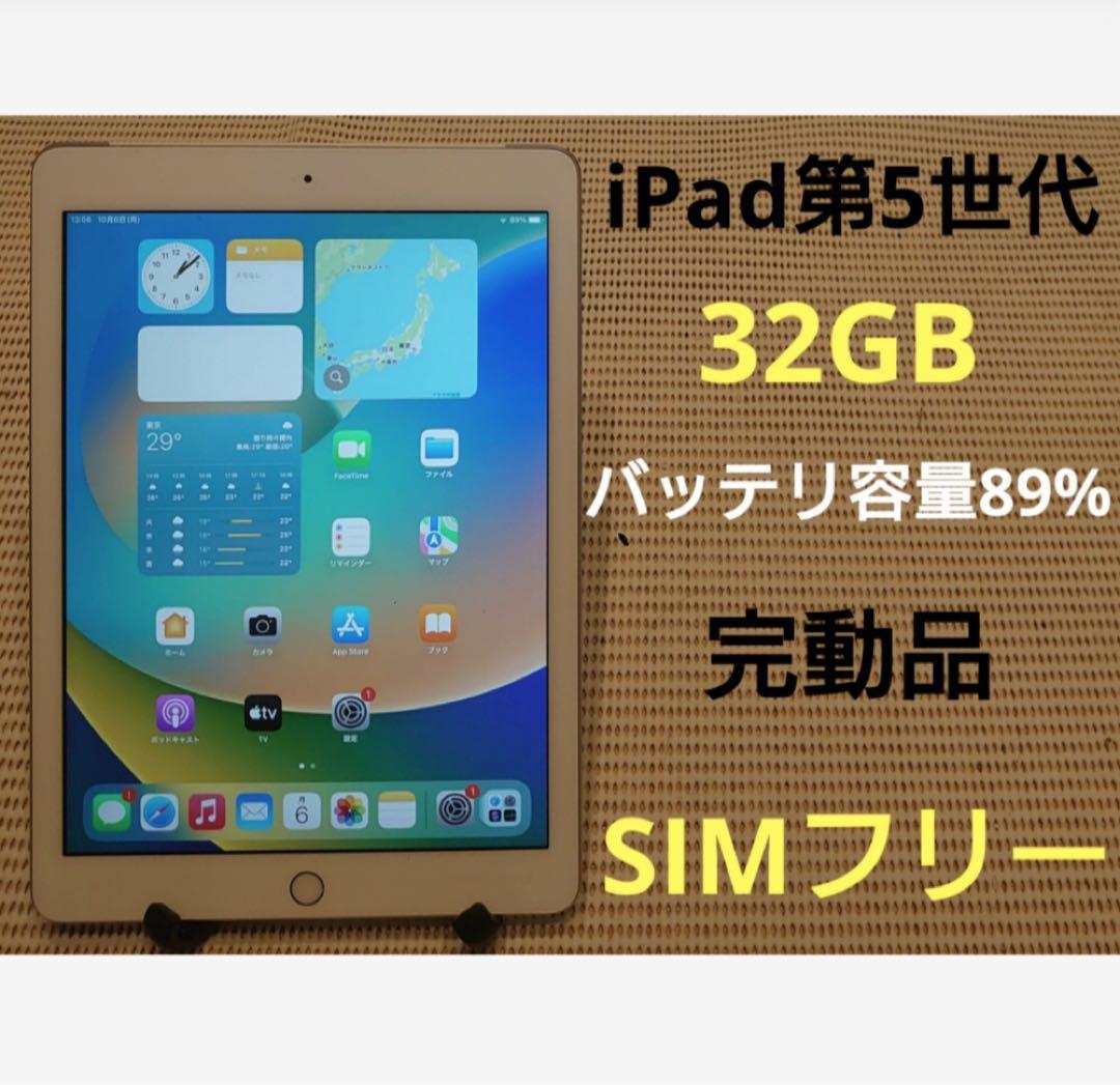 完動品SIMフリーiPad第5世代(A1823)本体32GB送料込NHLJK
