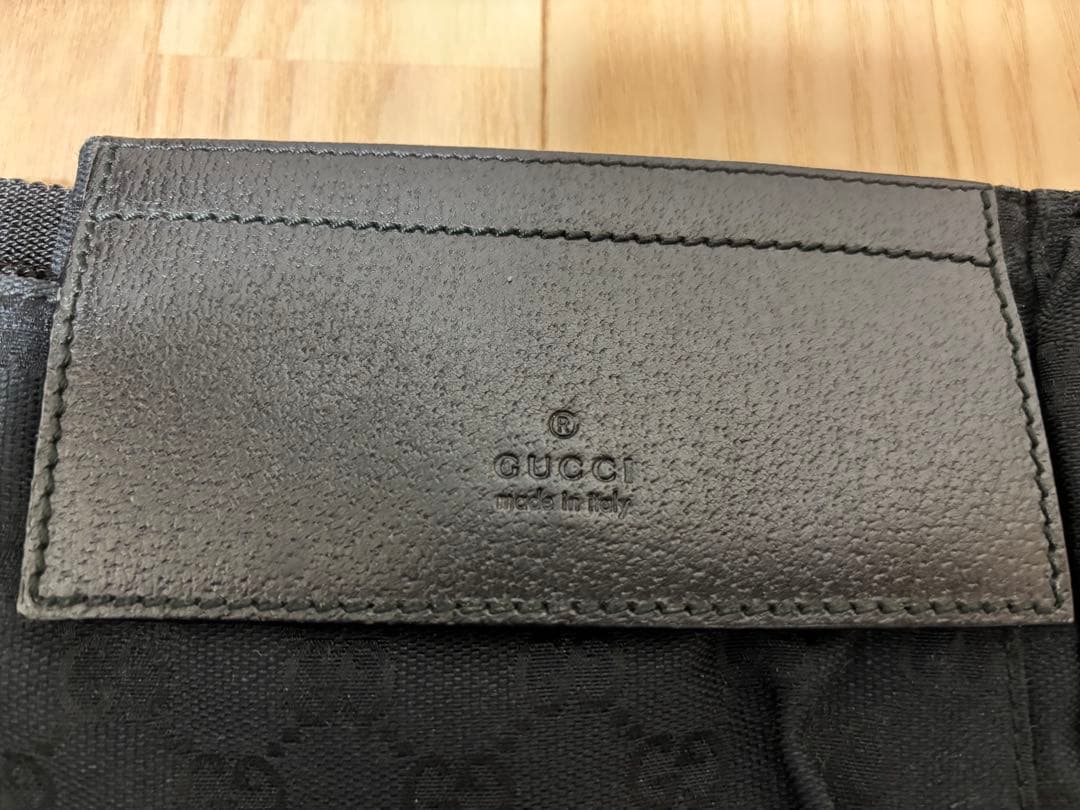 GUCCI ボディバッグ GGキャンバス レザー ブラック 美品⭐️