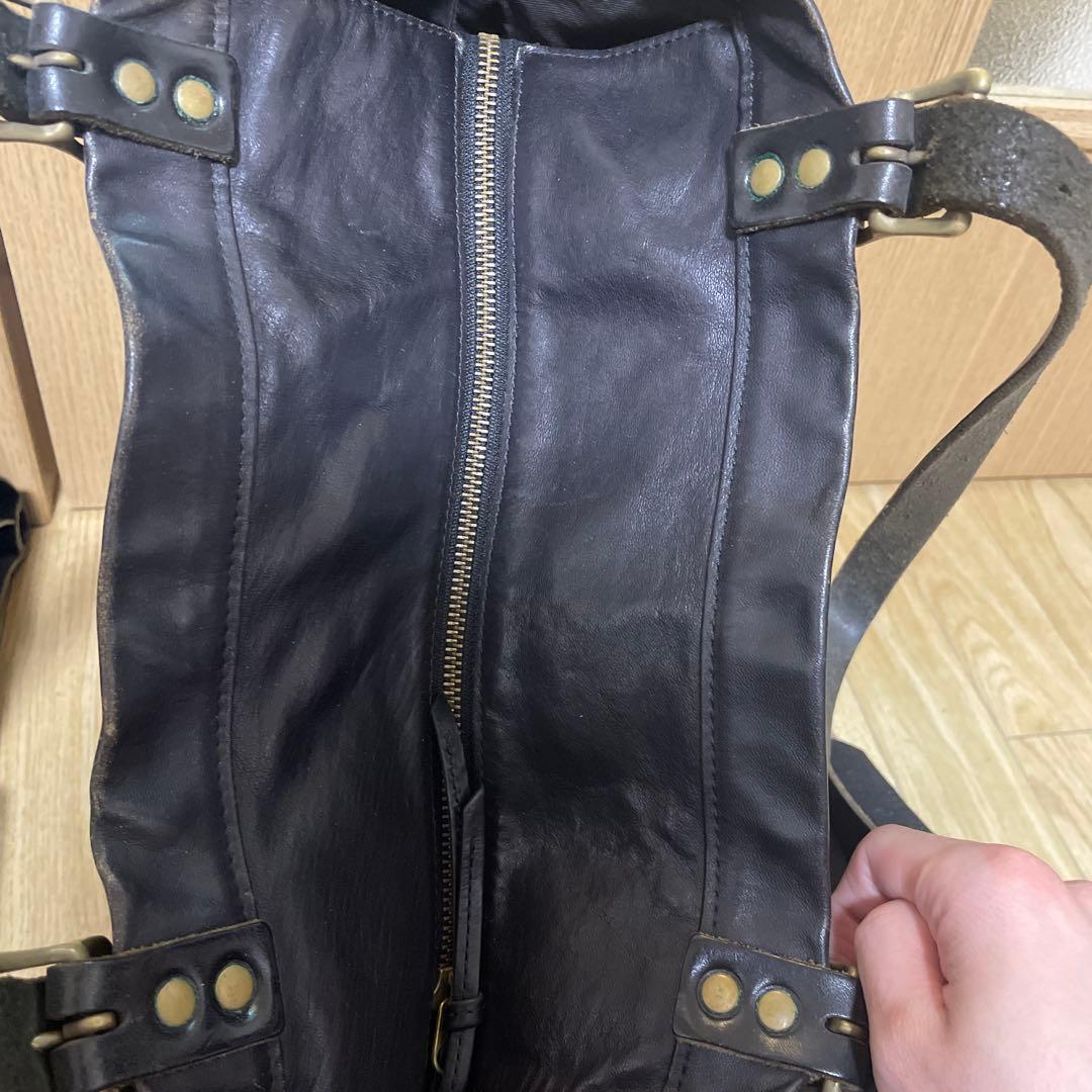 SLOWスロウ黒レザー トートバッグ（L）