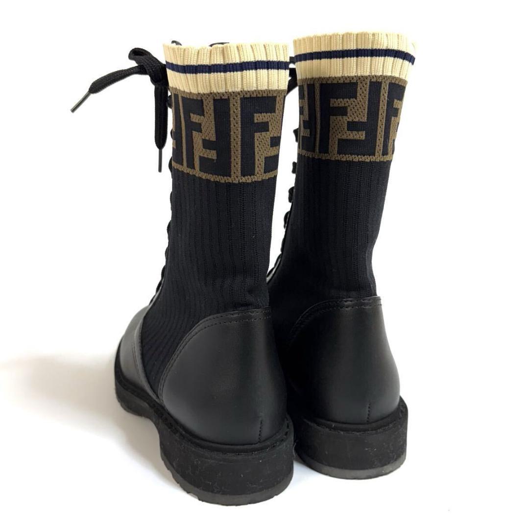 【未使用】FENDI レザー ブーツ ズッカ ロココ バイカー 36イタリア製