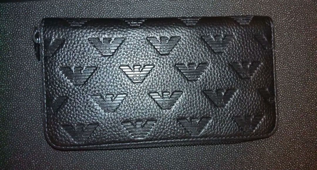 ARMANI アルマーニ 長財布 レザーウォレット 黒 [並行輸入品]