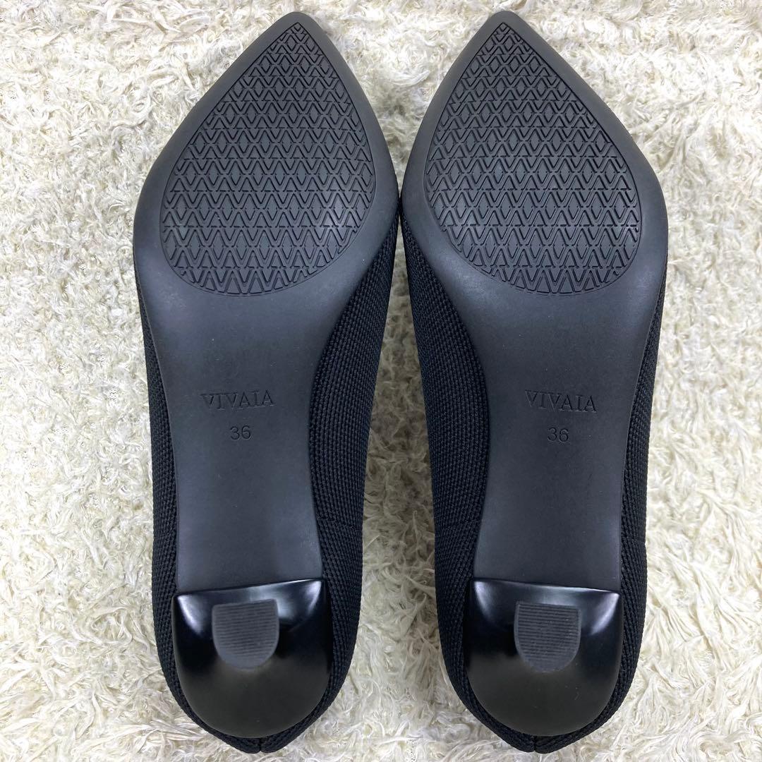 『未使用級』VIVAIA パンプス Vカット ポインテッドトゥ ヒール ブラック