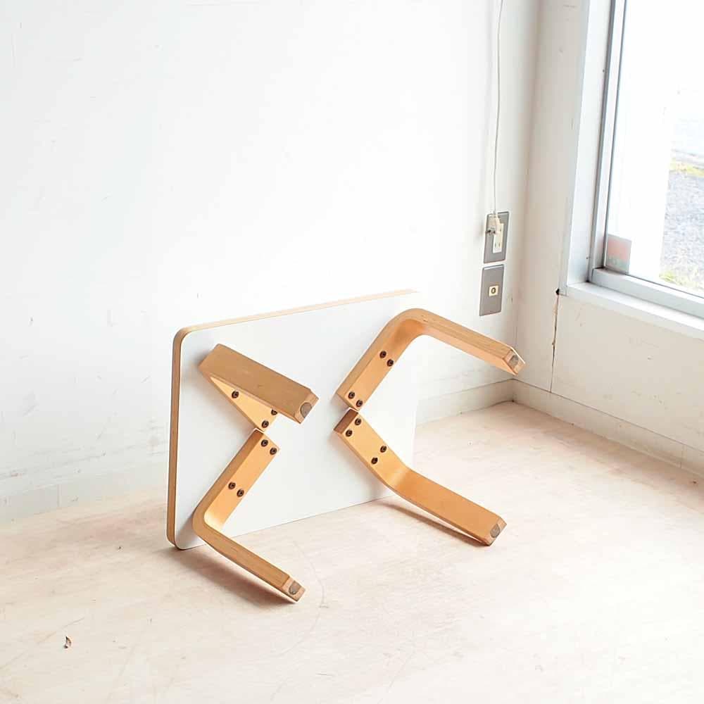 ホワイト天板 プライウッド ローテーブル ZR24310