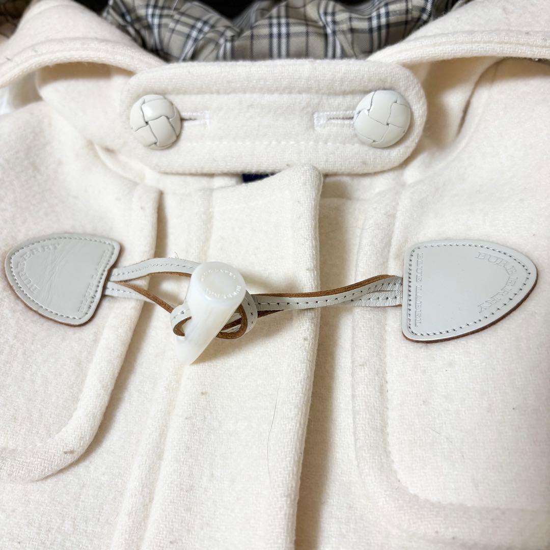 希少 バーバリーブルーレーベル ダッフルコート ノバチェック フード ホワイト