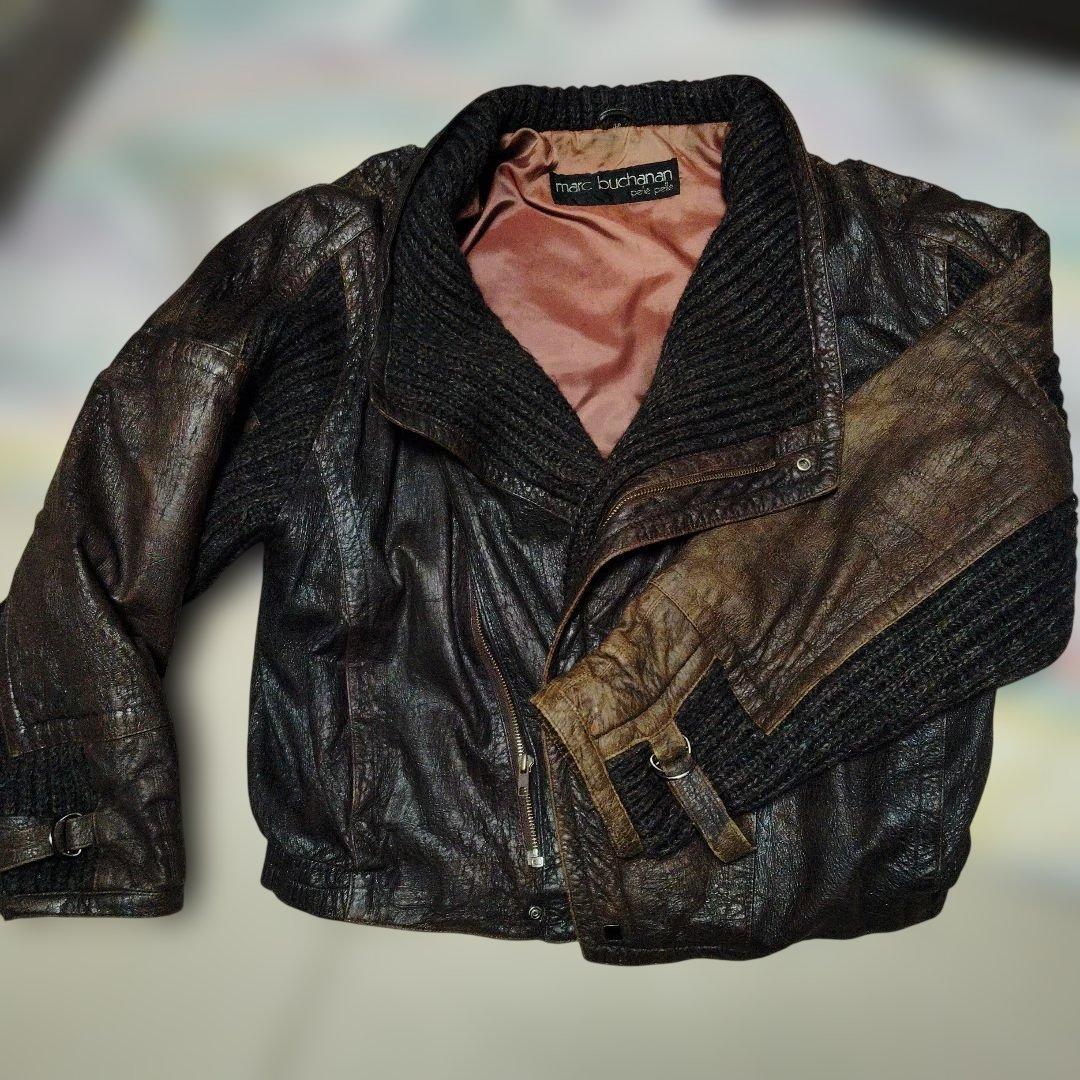 デザインよし希少古着ペレペレレザージャケットザックリ感最高