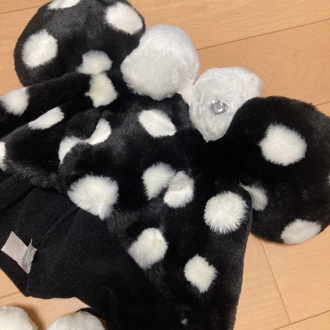 ディズニー　ファンキャップ　ドット　水玉　黒　ブラック　ミニー