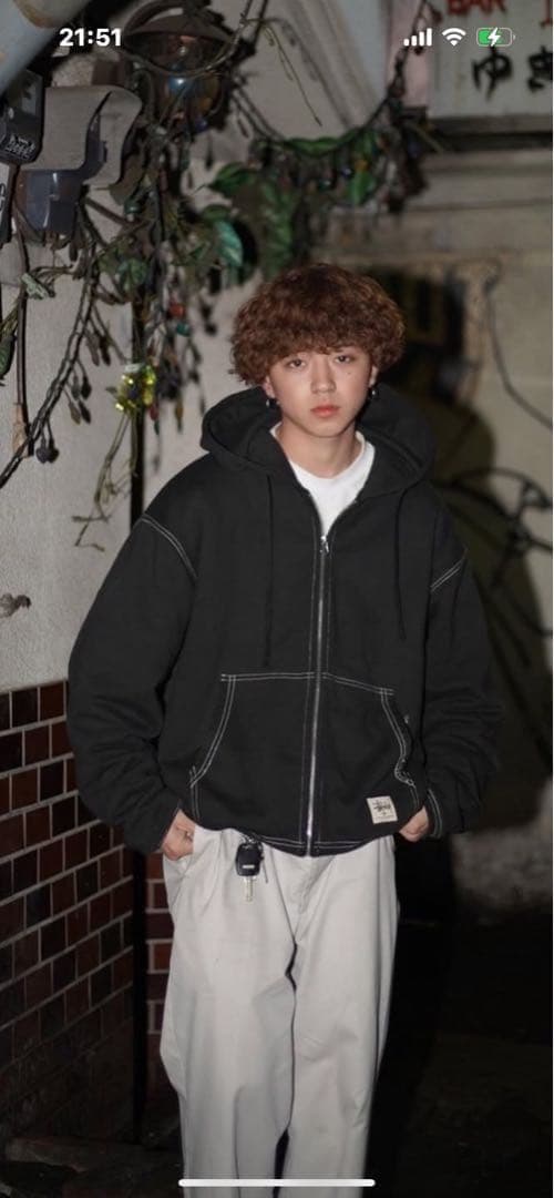 トップス Stussy DOUBLE FACE LABEL ZIP HOODIE