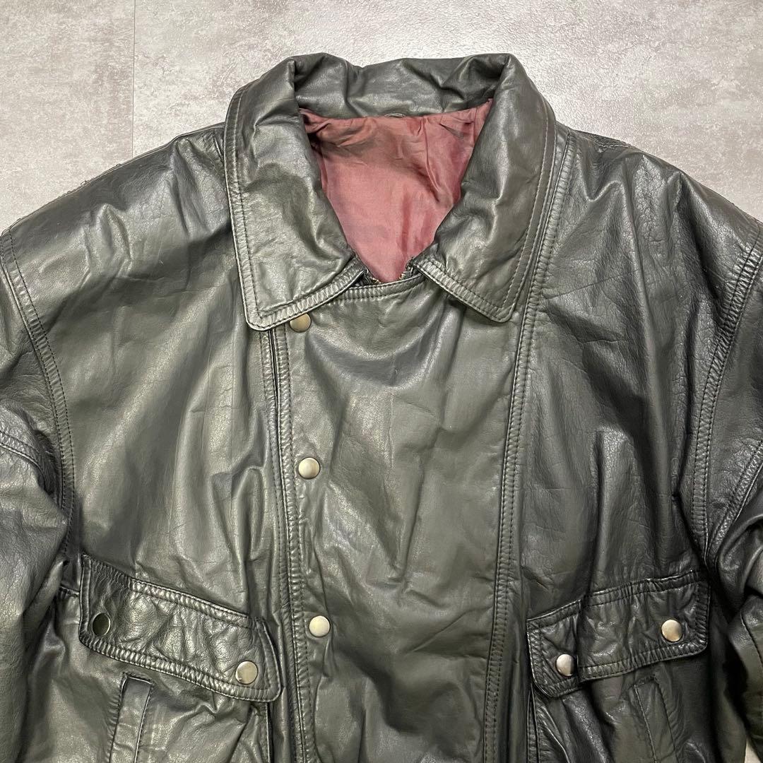 90s A-2 ブラックレザー フライトジャケット L 牛革
