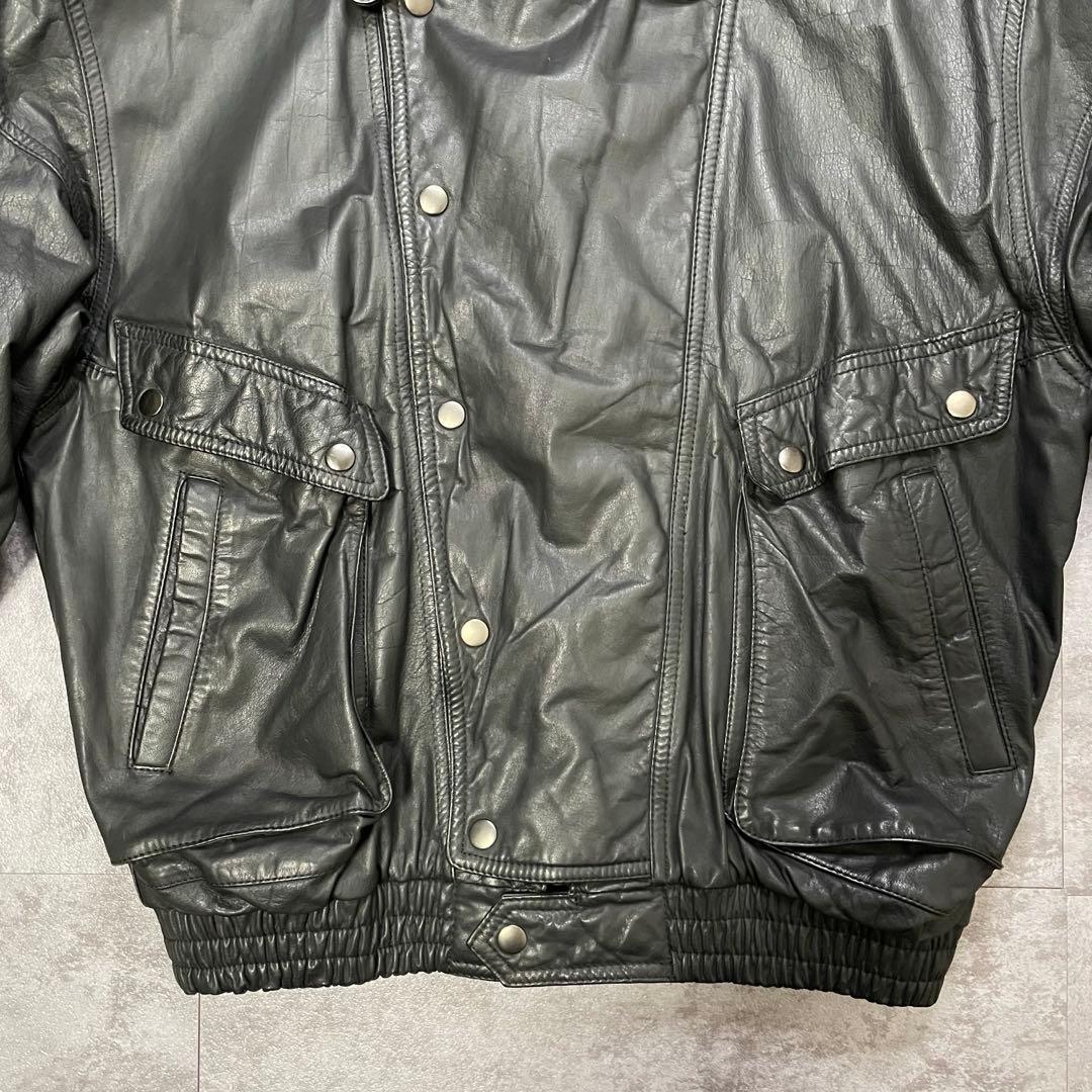 90s A-2 ブラックレザー フライトジャケット L 牛革