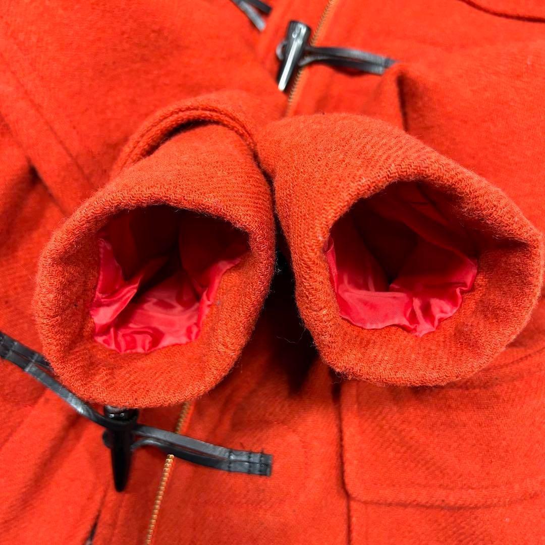 ブルーレーベルクレストブリッジ　ダッフルコート　フード　ウール　チェック柄　赤