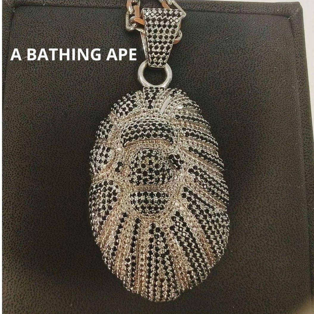 A BATHING APE BAPE JACOB ネックレス　シルバー×ブラック