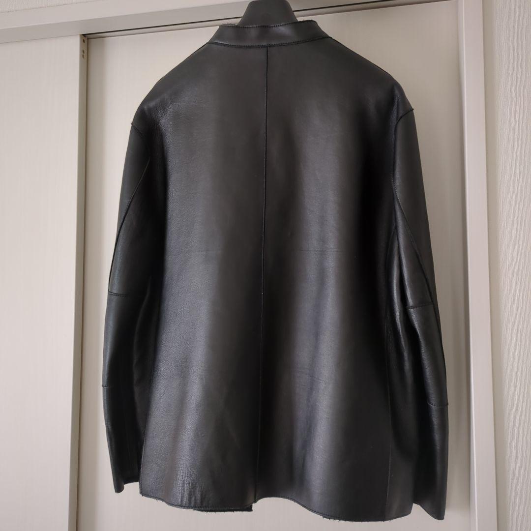 【稀少サイズ3L】23区 ブラック レザー シングルライダースジャケット