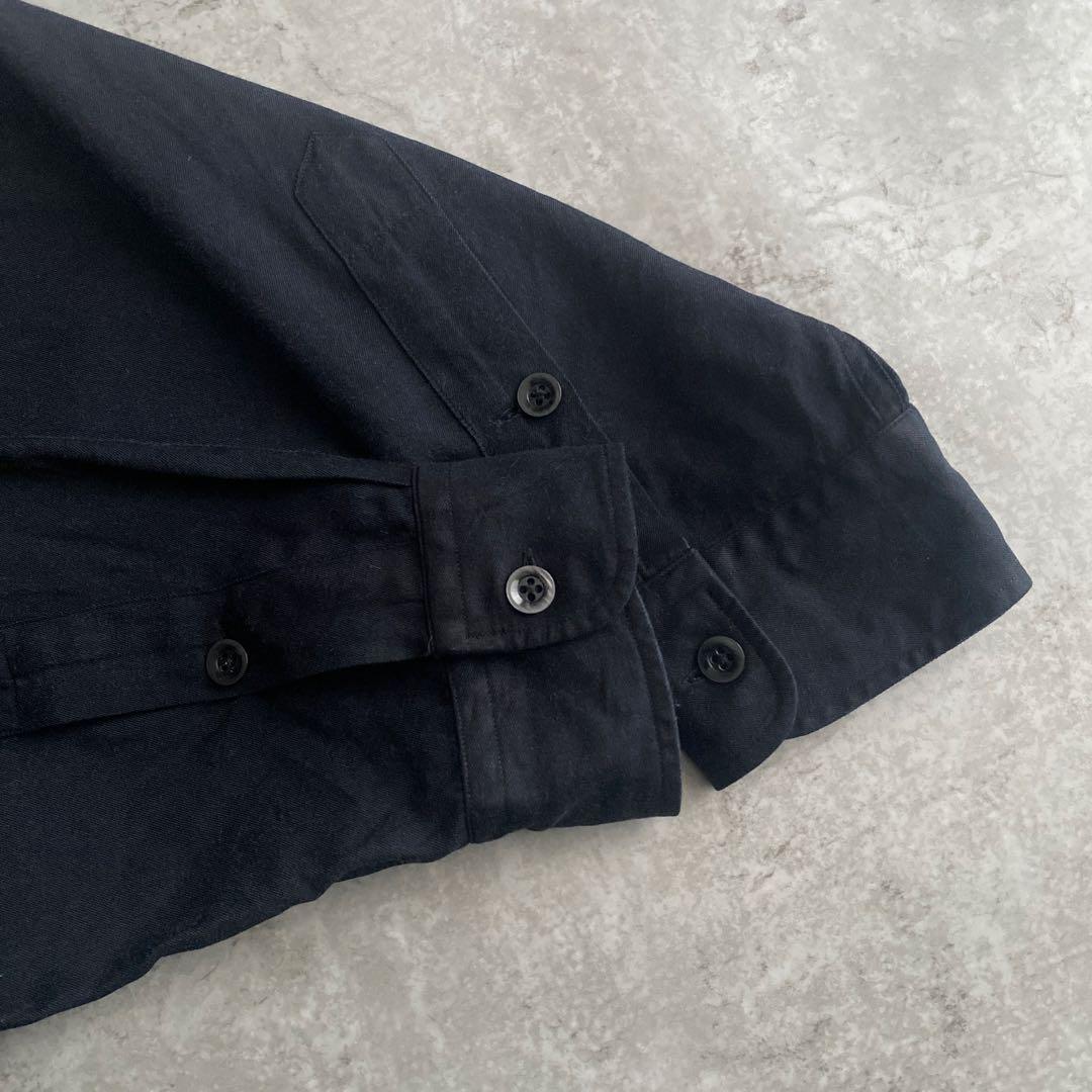 90s ポロ ラルフローレン シルク混 無地 G.I.シャツ M 黒 ブラック