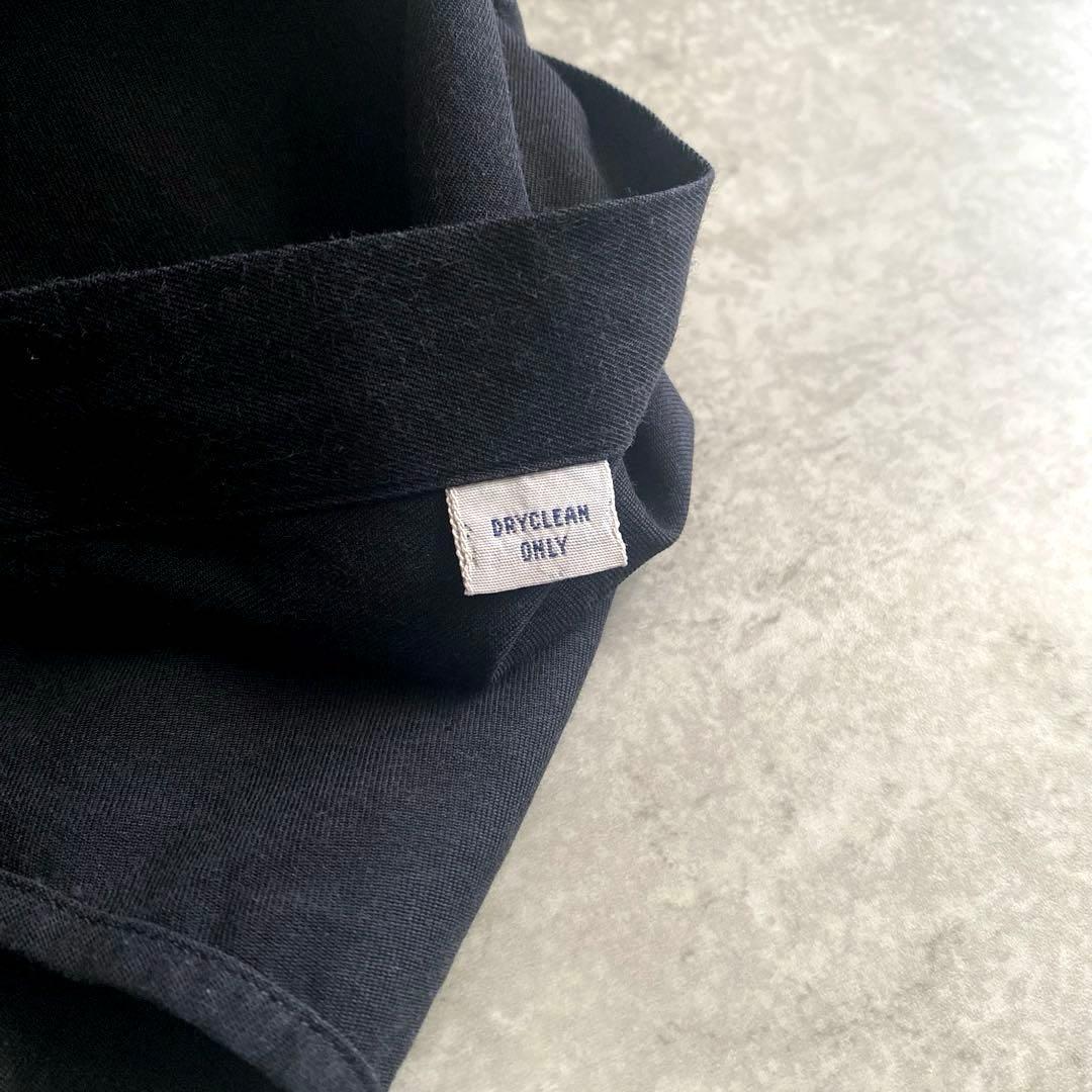 90s ポロ ラルフローレン シルク混 無地 G.I.シャツ M 黒 ブラック