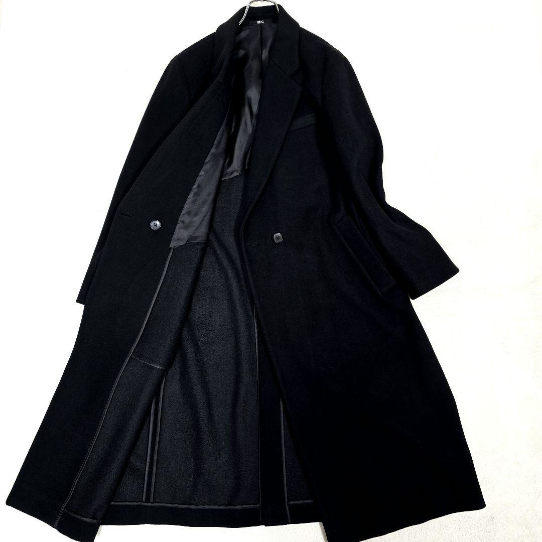 希少3XL 完売品 UNIQLO:C チェスターコート マキシ丈 ロングコート黒