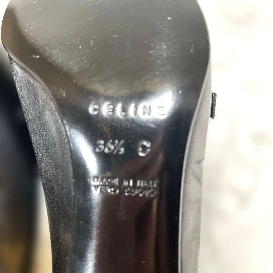 CELINE ブラック ポインテッドトゥ ミュール
