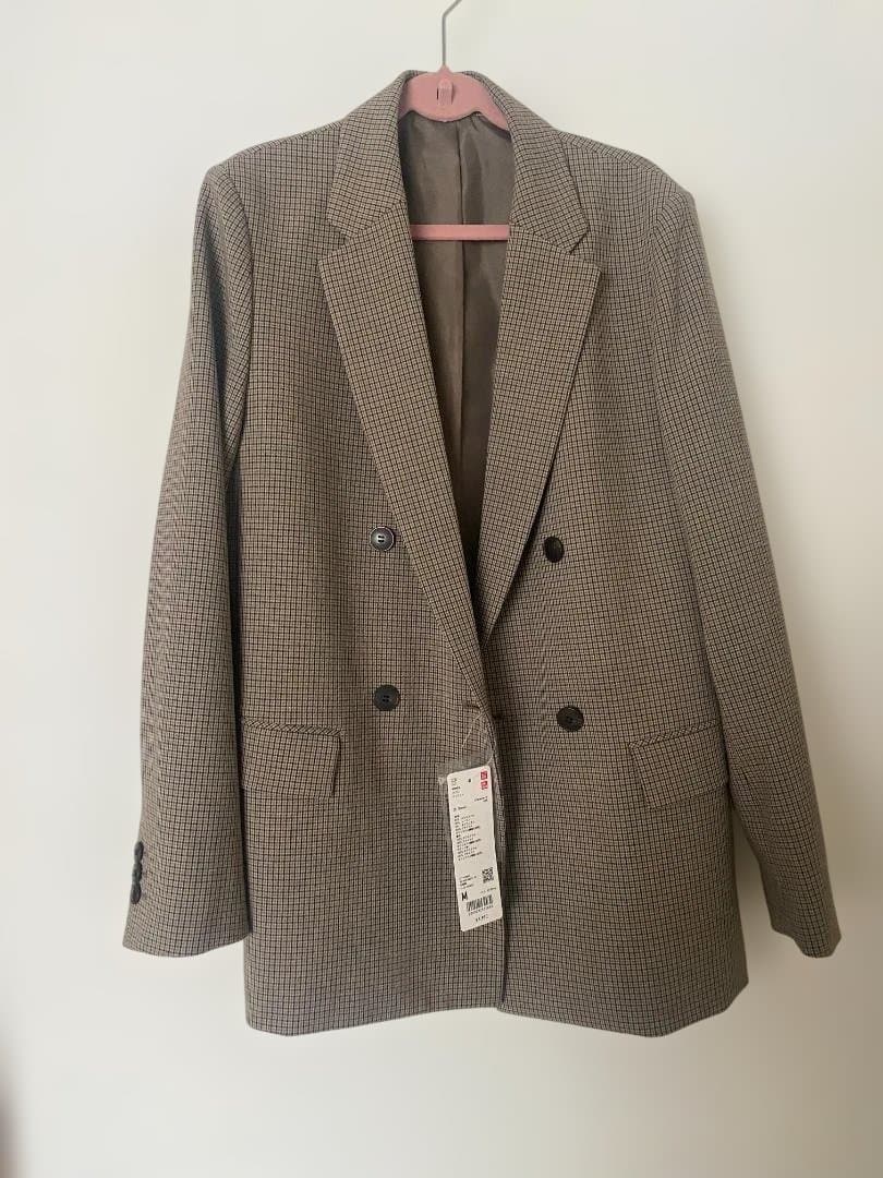 新品未使用タグ付き　ユニクロ　UNIQLO　ダブルブレスト チェック柄ジャケット