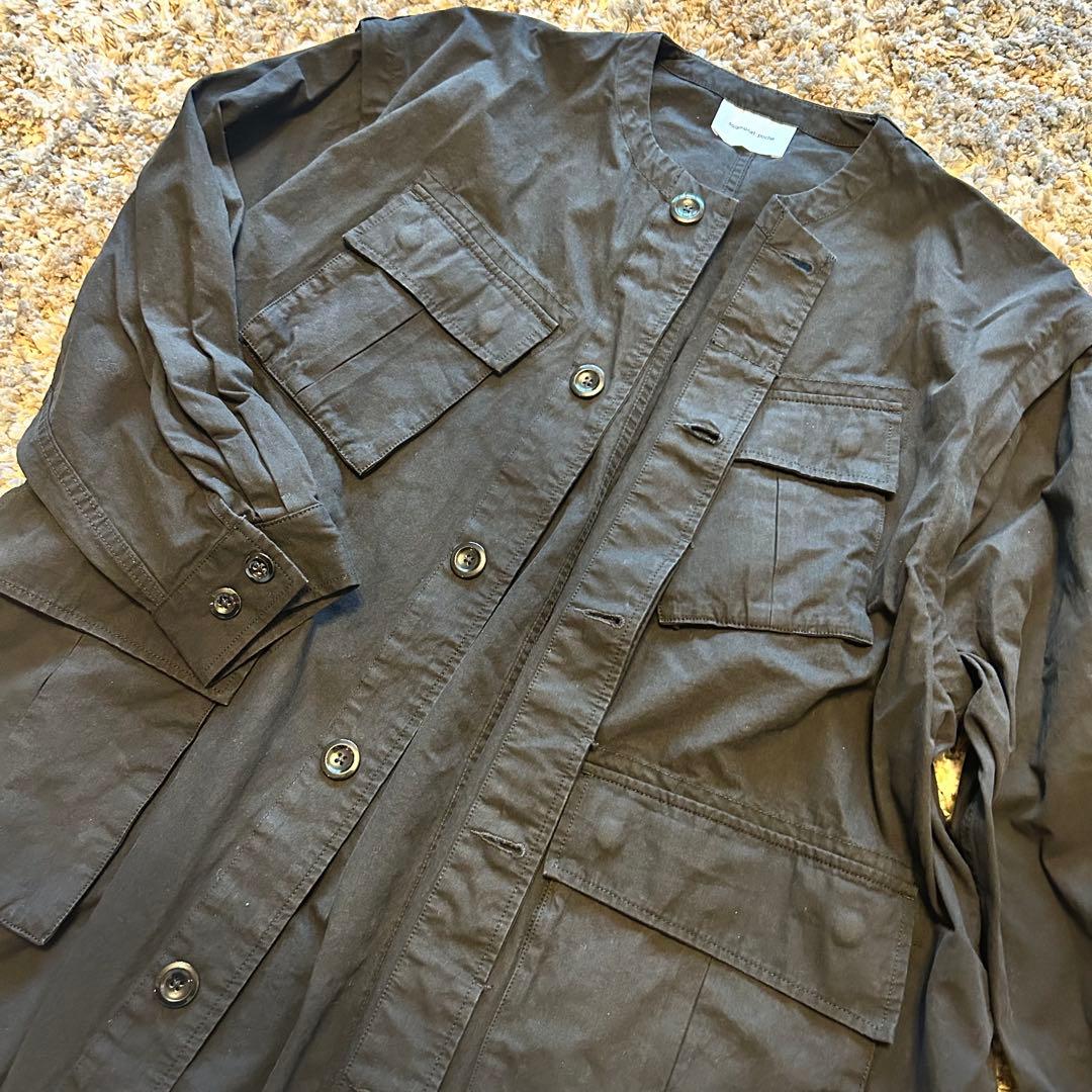 【solamonat poche】ブラック ミリタリージャケット コットン混紡