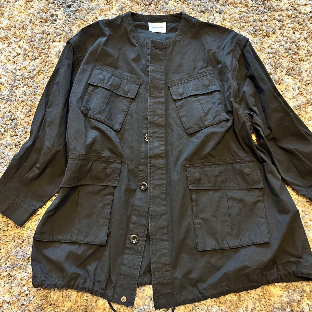 【solamonat poche】ブラック ミリタリージャケット コットン混紡