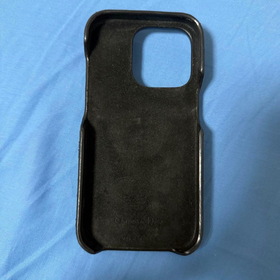 Dior ディオール iPhon14pro ブラックレザーチャーム付き【美品】