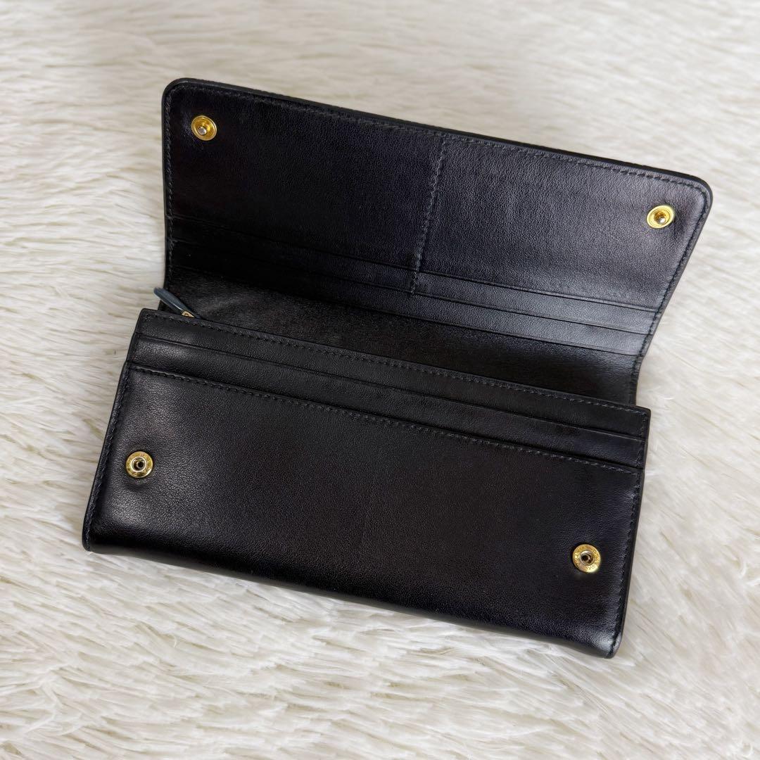 人気♡PRADA プラダ ブランドロゴ レザー ウォレット 長財布 ブラック