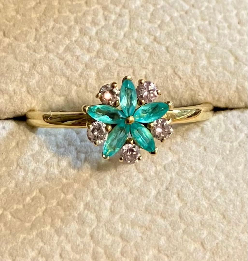 K18ピンクダイヤ＆パライバトルマリンリングです